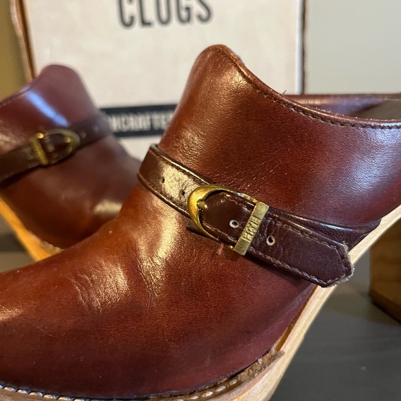 FRYE Vintage 1970’s Leather And Wood Clogs - Picture 4 of 14